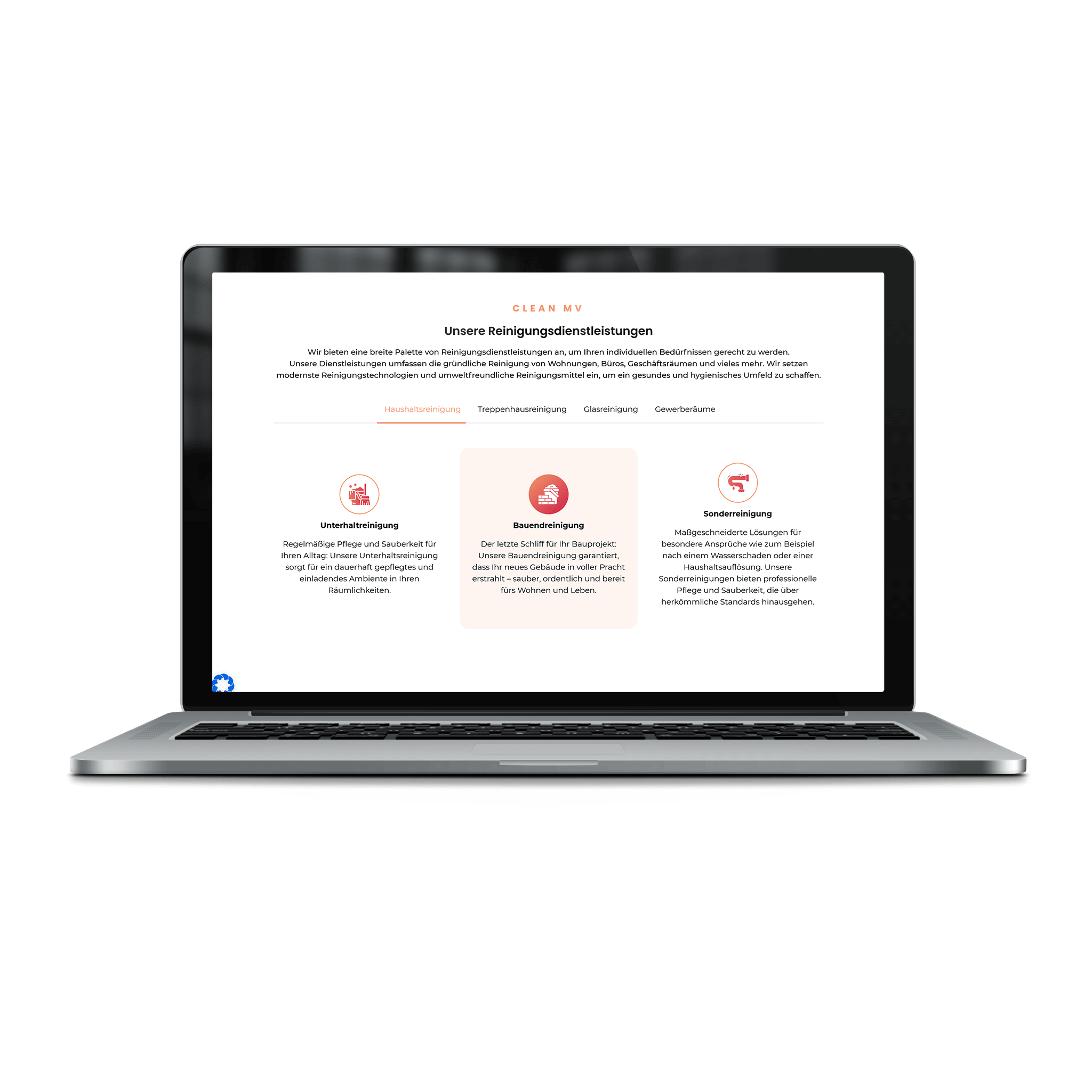 CleanMV Güstrow Webseite Laptop